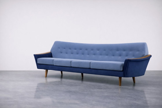 Image 1 of Vintage Mid-Century Scandinavian Modern Blue Velvet Living Room Set by Holm Fabriker AB, Set of 2, 1960s