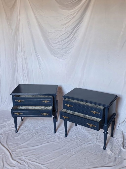 Pair of Restored Vintage Bedside Tables in Louis XVI Style – nachtkastjes, Wood