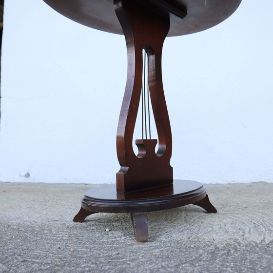 Image 1 of Consolle francese vintage in legno - Tavolino in pelle goffrata - Stile Napoleone III. - 60s