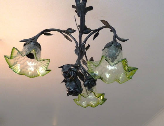 Image 1 of Lámpara de araña art déco de hierro forjado “LODEWIJK VAN BOECKEL“