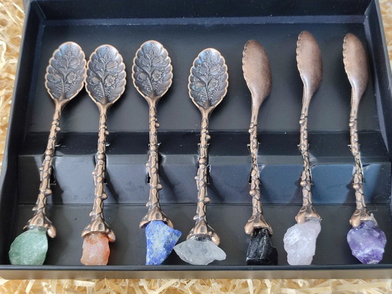 Image 1 of 7 cucharillas pequeñas con piedras esotéricas