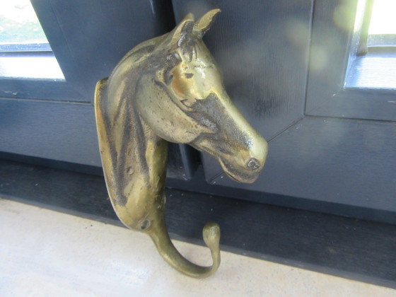 Image 1 of Gancio appendiabiti vintage in ottone a forma di testa di cavallo (rif. 110726010)