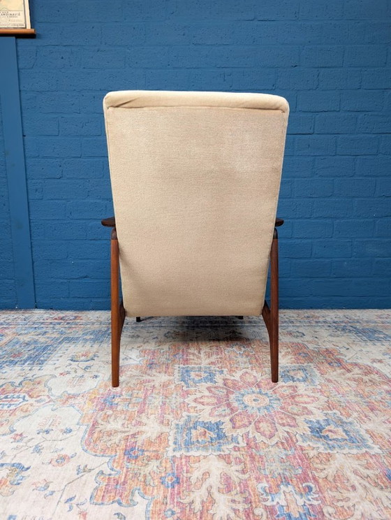 Fauteuil des années 60, Bois, Textile, Crème, Mid Century Modern (photo 4 sur 11)