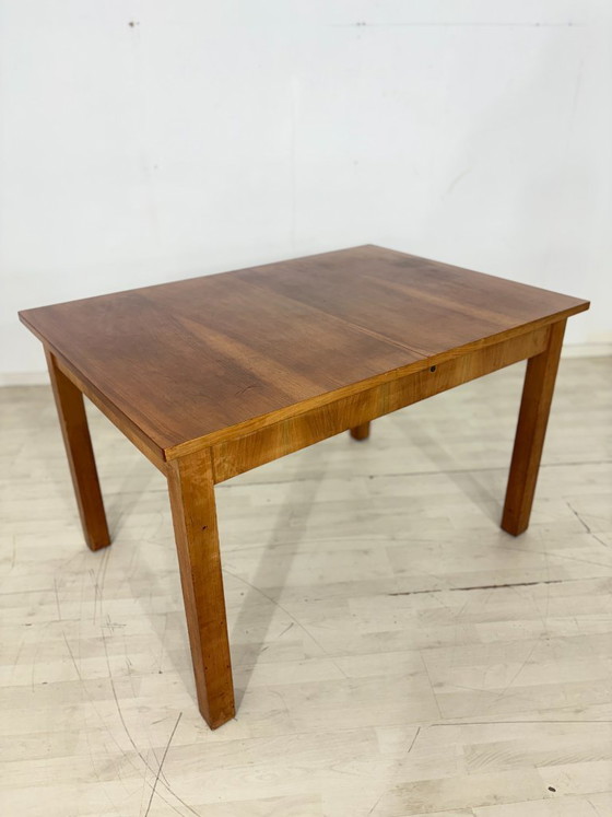 Image 1 of Table de salle à manger Art Déco / Table vintage 1928 / Table de cuisine extensible, noyer