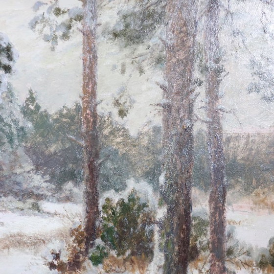 Image 1 of Pheasants in the Snow, Oil Painting on Board, Signed Wilhelm Buddenberg