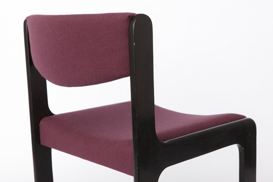 Image 1 of 1 of 6 Vintage German Dining Chair, 1950s–1960s, Black Beechwood, Pastel Upholstery