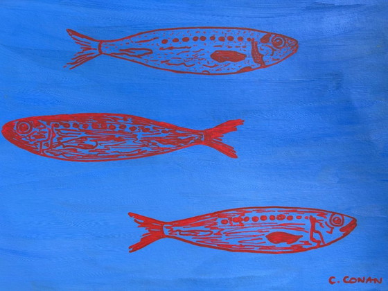Acrilico sardine pesce 42 x 30 cm – Liquitex, Decorazioni murali, Carta (photo 7 of 12)