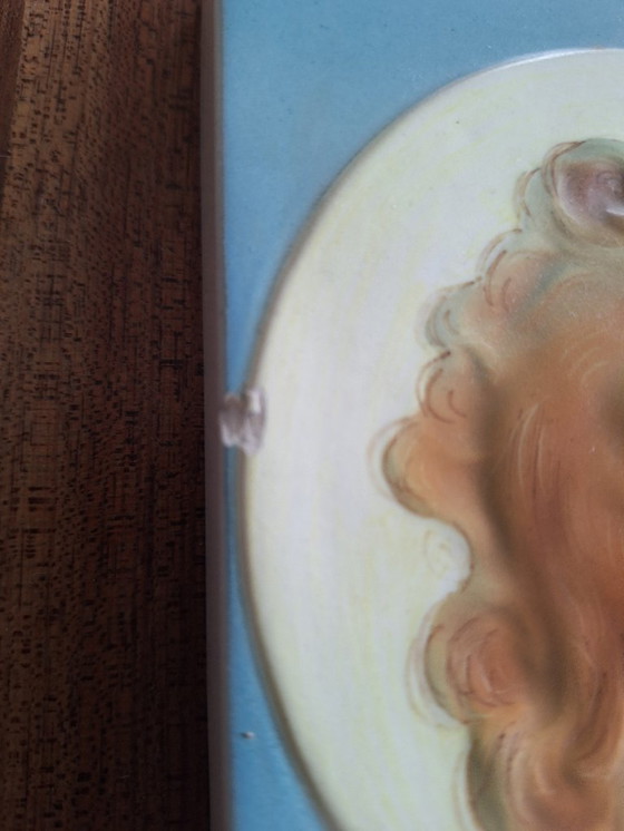 Image 1 of Placa en relieve de cerámica policromada italiana