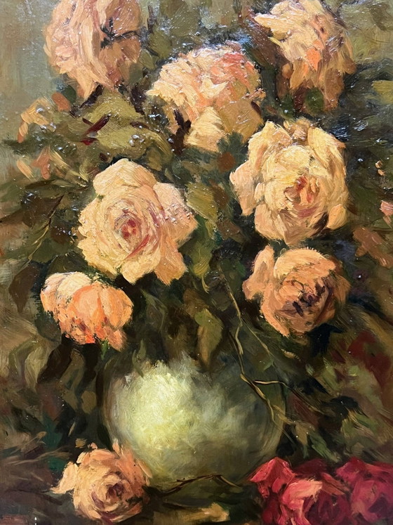Jacques Maes ( ). Still life signed "Roses". Oil on canvas. – Paintings & Drawings (photo 5 of 10)