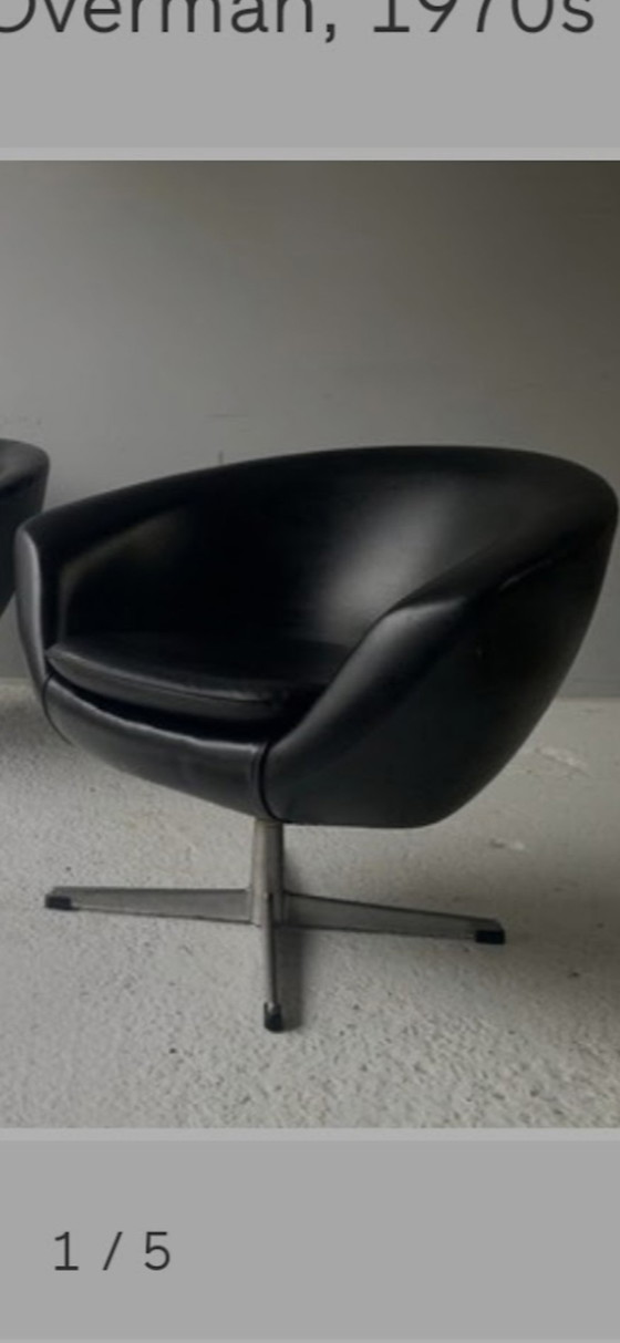 Image 1 of Sedia girevole a baccello svedese di metà secolo di Overmann