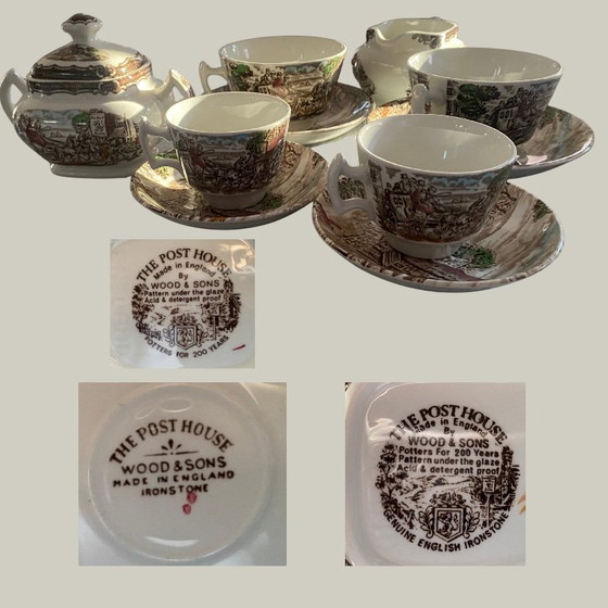 Image 1 of Vintage Wood & Sons "The Post House" English Ironstone Breakfast Set - 8 Pieces
