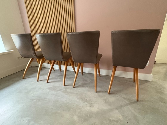 Set Van 4 G. Van Os Culemborg Dining Chairs – Eetkamerstoelen, Wood, Leather (photo 6 of 15)