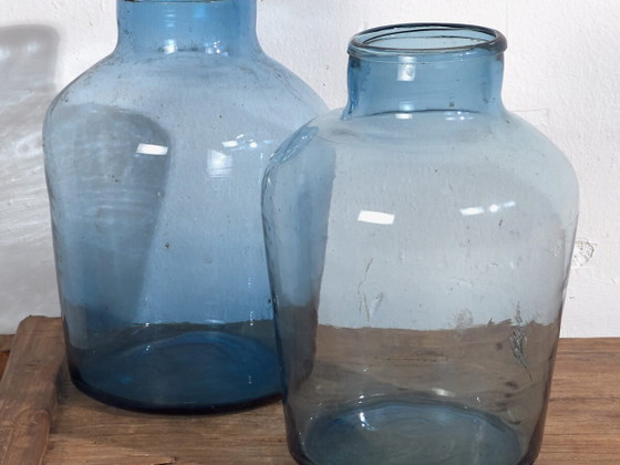 Antique blue flasks (c.1920). Set of 2 pieces #31 – Decorative Objects (photo 2 of 16)
