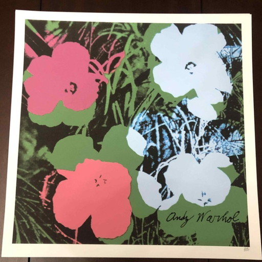 Lithografie "Poppy Flowers" uit de jaren 1990, geïnspireerd op Andy Warhol. – lithos zeefdrukken, Paper