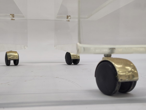 Image 1 of Chariot de bar en plexiglas style David Lange