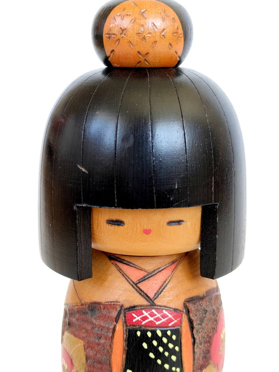 Image 1 of Vintage Handmade Japanese Kokeshi Doll | Midcentury Japan Folk Art