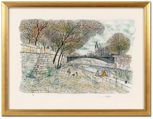 Rolf Rafflewski – Litografia parigina firmata, Pont au Double