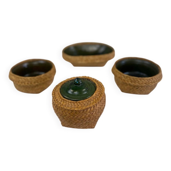 Vintage ethnic service – Crockery, Wicker, Ceramic (photo 3 of 21)