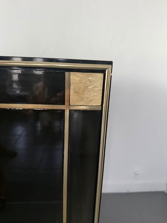 Pierre Cardin Sideboard With Brass Black Lacquered Shell Inlays, 1980 – Wood (photo 37 of 64)