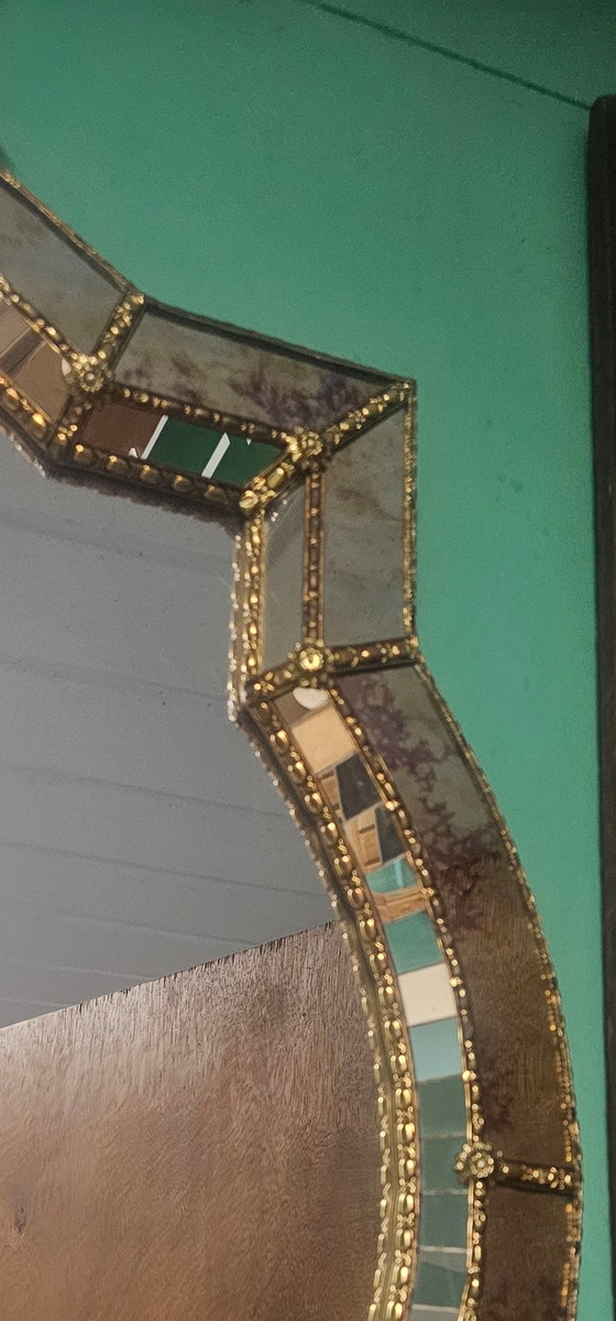 Image 1 of Exclusive Vintage Mosaic Mirror | Faceted | 1970s | 75 cm | Perfect Condition