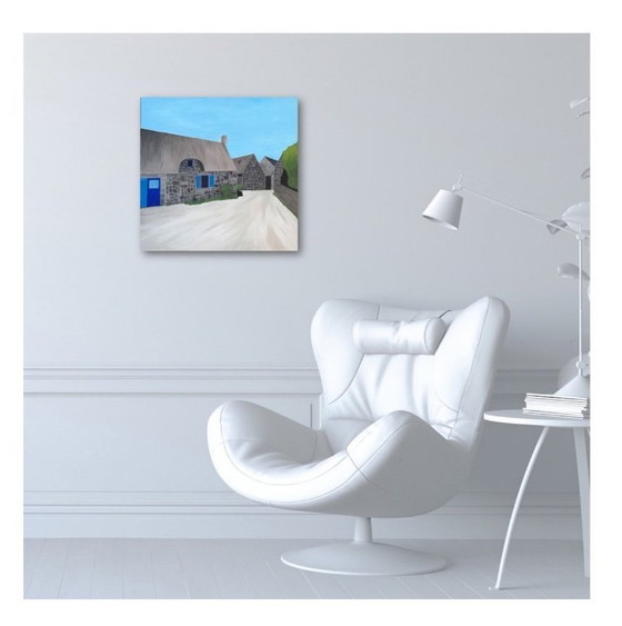 Image 1 of Öl auf bespanntem Keilrahmen. Format 50x50cm. Schwarzer amerikanischer Kasten.