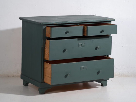 Commode ancienne en pin peint – Commode verte rustique européenne – circa 1900 #4 (photo 24 of 40)