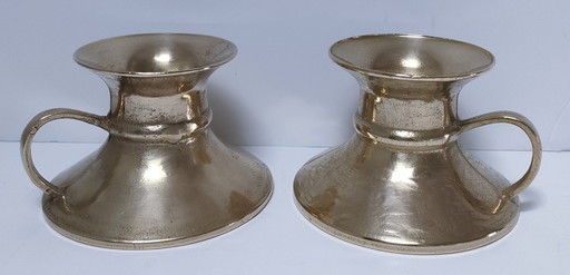 coppia di candelabri vintage in ottone massiccio