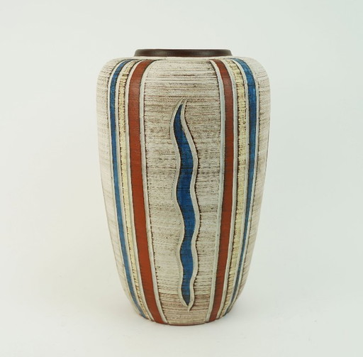 Wunderschöne westdeutsche Vase aus der Mitte des 20. Jahrhunderts, Sawa-Keramik, Sgraffito-Dekor, Modell 300/30 (1950er Jahre)