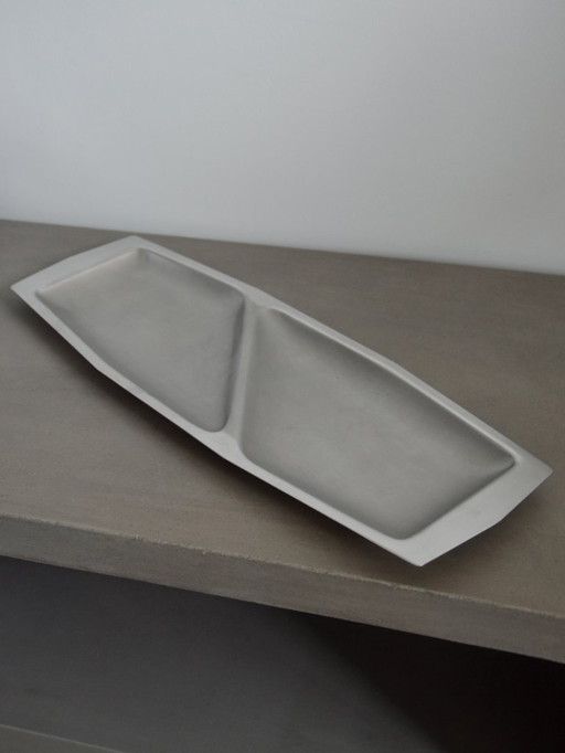 Vassoio lungo in metallo vintage, design spaziale/futuristico/anni '70