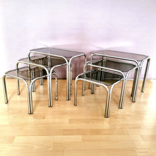 Italian Chrome Nesting Tables "In PERFECT condition"
