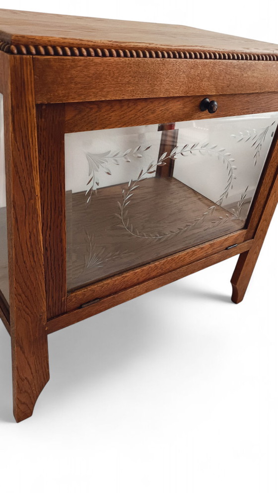 Image 1 of Mobiletto da tè Art Déco della scuola di Amsterdam con vetro tagliato