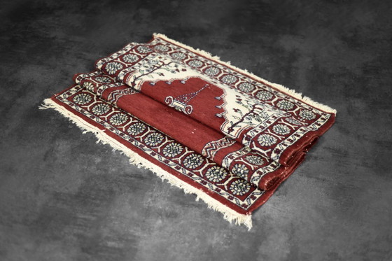 Image 1 of Tappeto da preghiera orientale pakistano Mihrab tessuto a mano vintage, anni '60