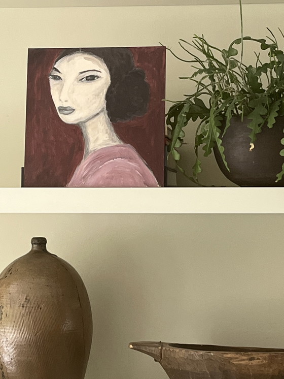 Image 1 of Pintura Acrílica Retrato Mujer