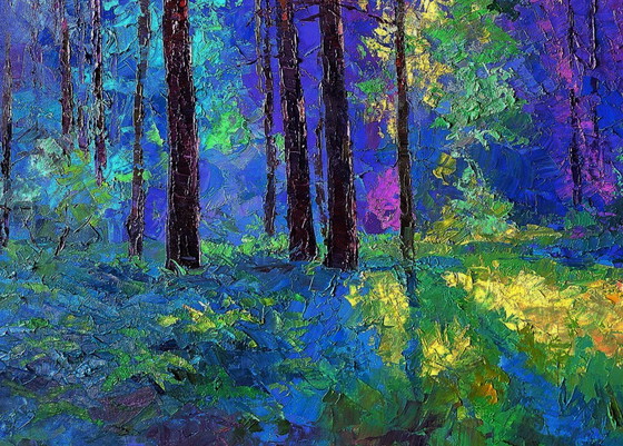 Original Oil Painting Forest Landscape Summer Nature Sunny Meadow – Paintings & Drawings, Canvas (photo 6 of 7)