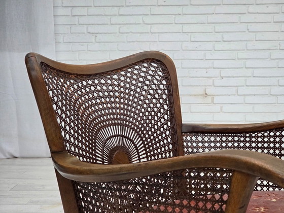 Image 1 of Poltrona danese, anni '50, velluto rosa salmone, rete metallica.