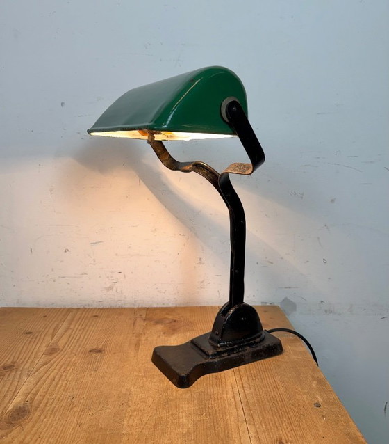 Image 1 of Lampada da tavolo vintage in smalto verde, anni '30