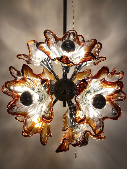 Lampada a sospensione Sputnik a forma di fiore di Murano