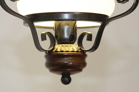 Image 1 of Deckenlampe Hängelampe Petroleum Glasschirm 54-64cm Vintage