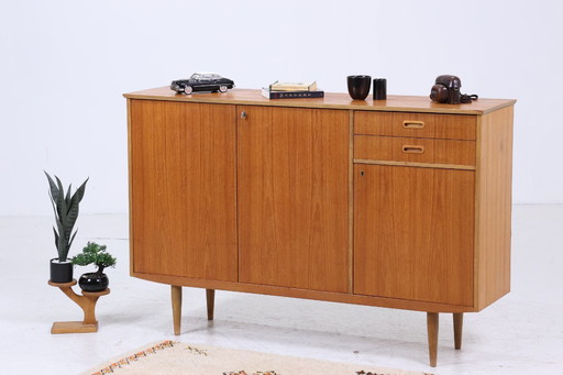 Vintage teak highboard 60s | Mid - Century sideboard drawer cabinet wood storage #05-50