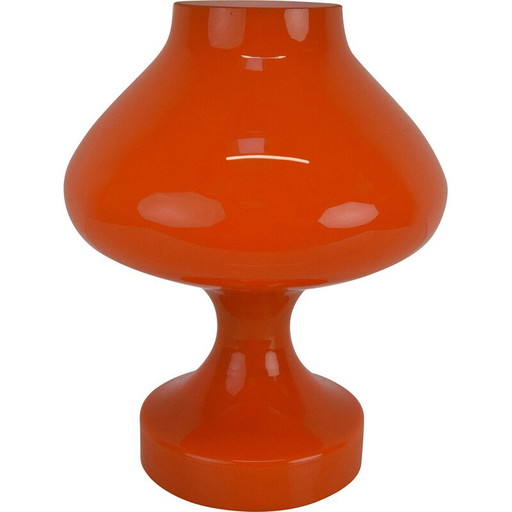 Vintage all glass orange table lamp by Valasske Mezirici, Czechoslovakia 1970s