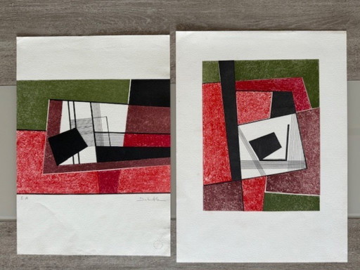 2 litografie di Jacqueline Debutler (1928)