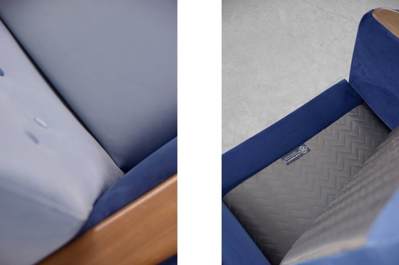 Image 1 of Vintage Mid-Century Scandinavian Modern Blue Velvet Living Room Set by Holm Fabriker AB, Set of 2, 1960s