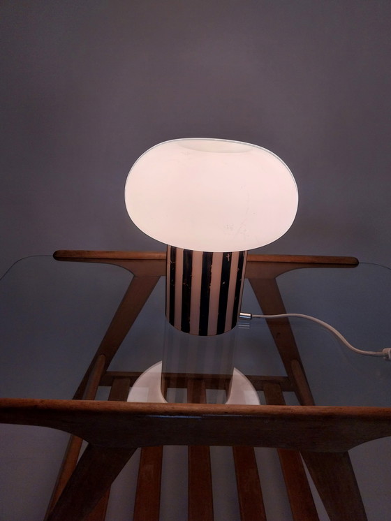 Image 1 of 1 x memphis style glass table lamp 1980's