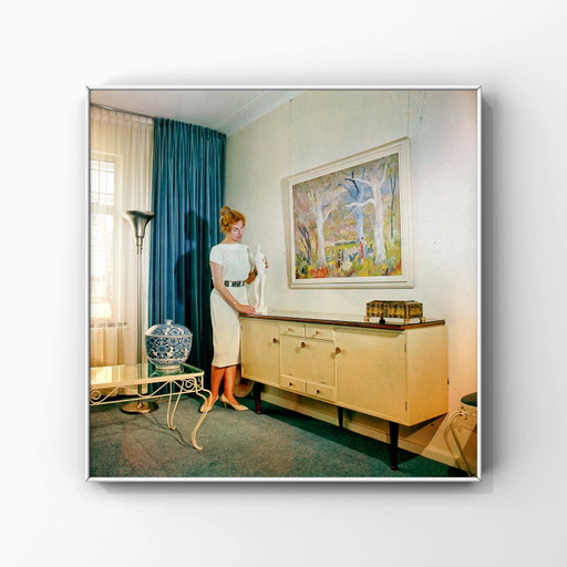 1x Intérieur Mid-Century 1960 | Estampe d'art carrée – fotografie, Paper (photo 2 of 5)