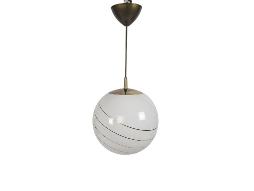 Suspension globe Massive - Style Hollywood Regency - Opaline - Belgique - Années 70