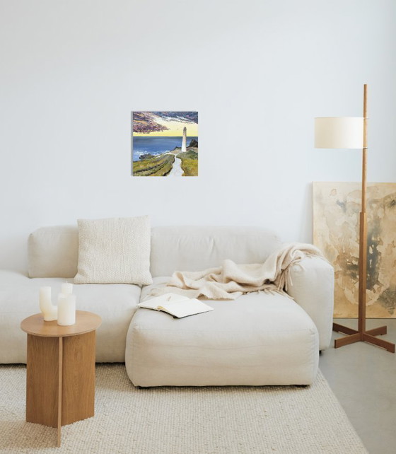 Image 1 of Still standing - lighthouse by the sea - figurative painting, impressionist style