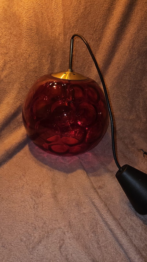 Red glass faceted spaceage lamp
