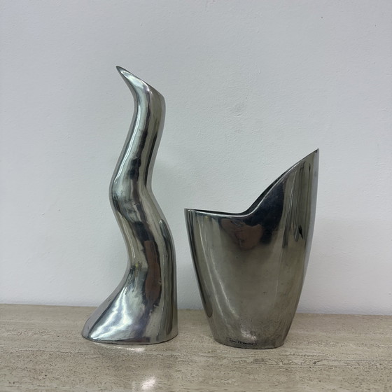 Image 1 of Set di 2 candelieri e vasi Anatomi Anna Efverlund IKEA in alluminio, 1970