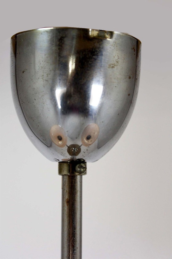 Image 1 of Lustre Art Déco Bauhaus chromé de Napako, ancienne Tchécoslovaquie, années 1940