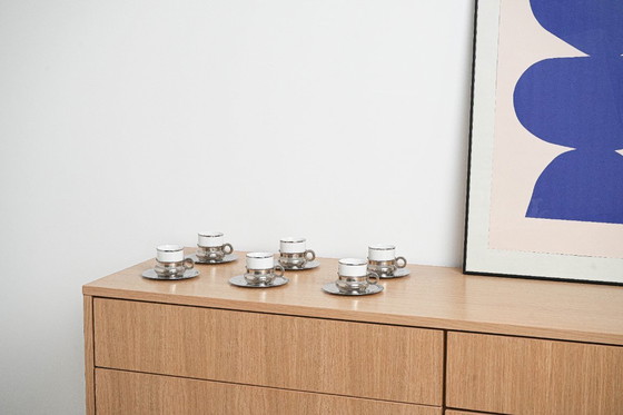 Image 1 of Ensemble de tasses en porcelaine, design italien, années 1980, fabrication : Italie